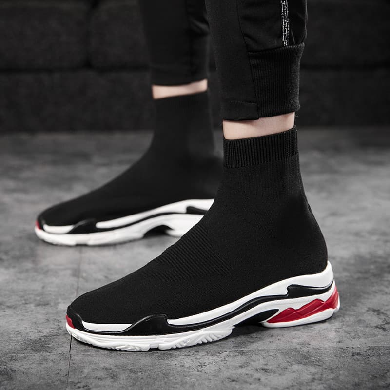 Men's High-Top Sock Sneakers, Autumn Large Size Shoes, Cross-Border Couple Slip-On Shoes, Ultra-Light Casual Shoes for Women