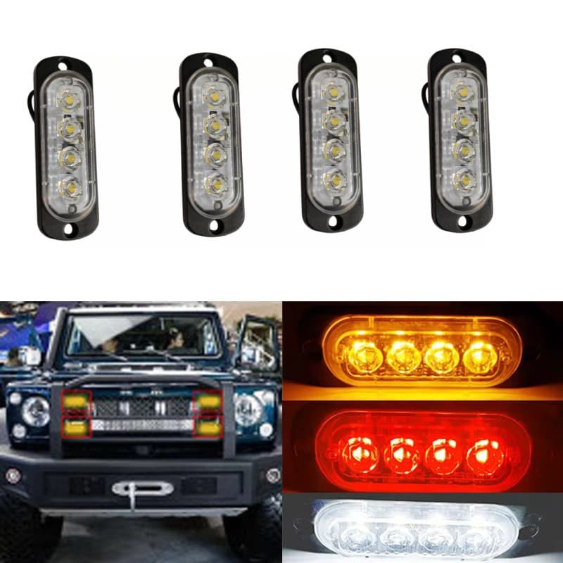 Cross-border Supply 4LED Warning Light Truck Car Side Light Daytime Running Light Spotlight Car Light Side Light