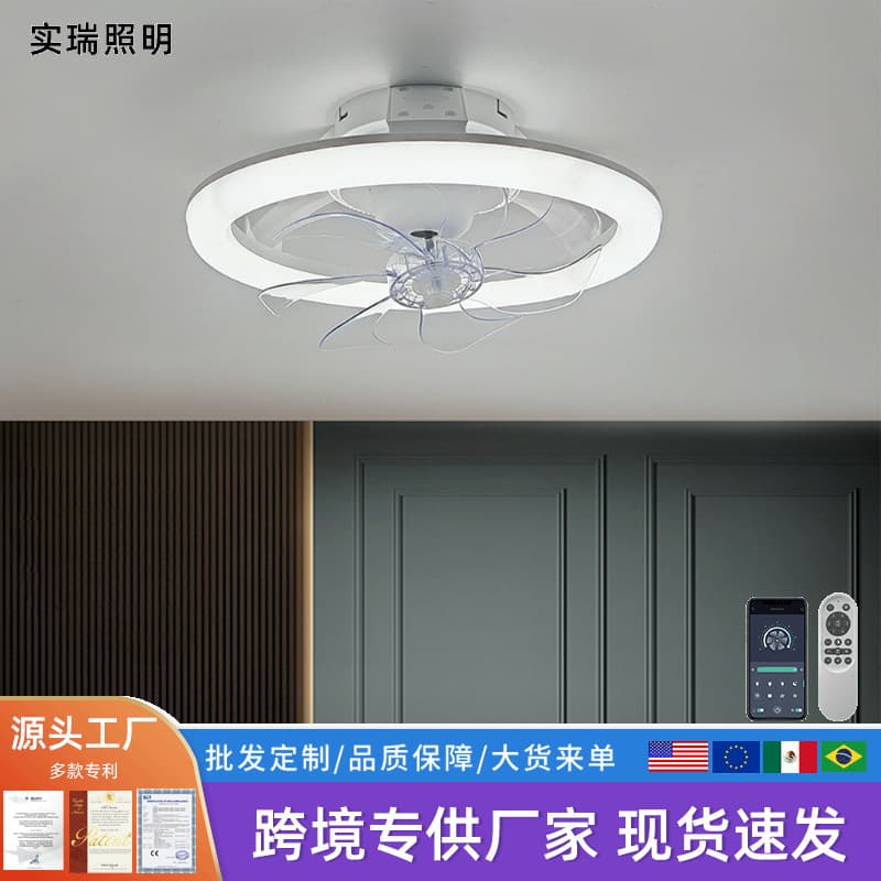 Zhongshan Fan Light Factory Cross-border Fan Light RGB Bluetooth Audio Fan Light Bedroom Ceiling Fan Light