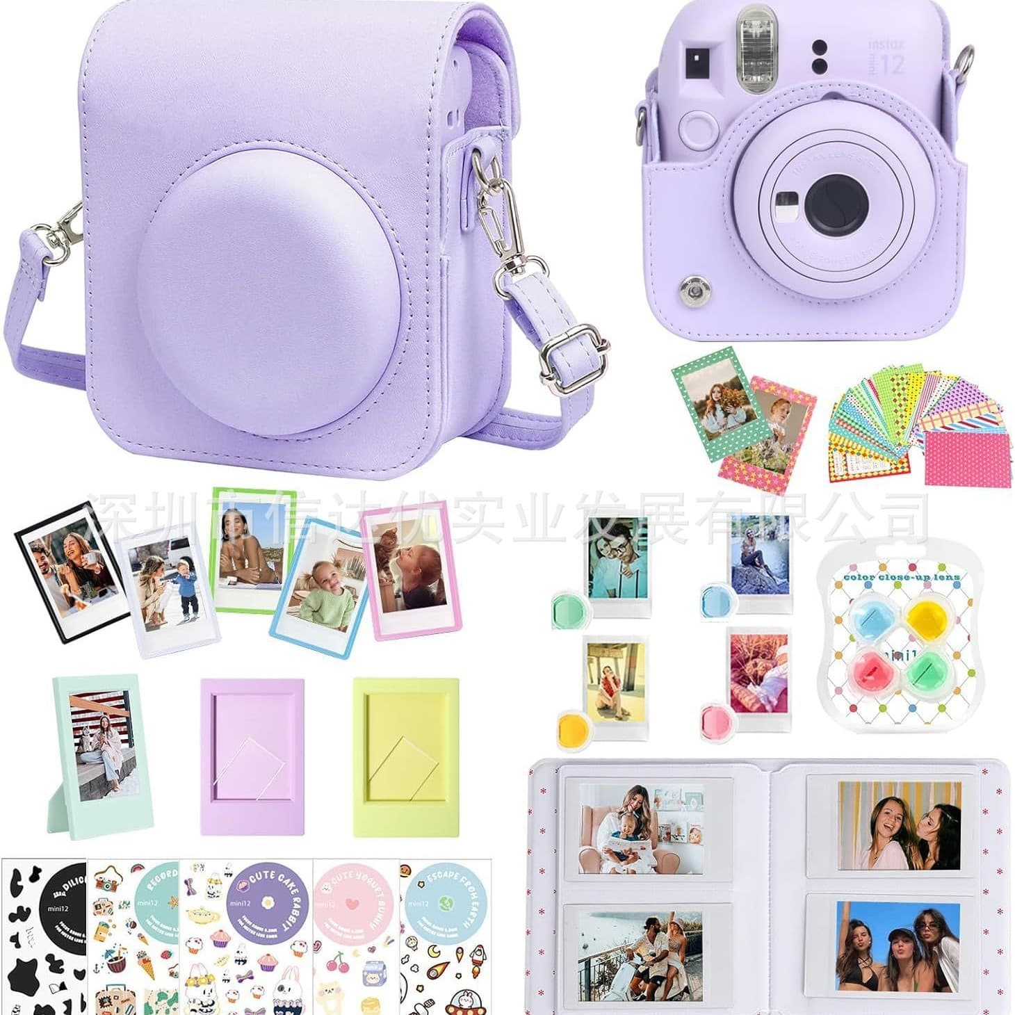 Instax Mini Camera Bag 12-Piece Set Includes Mini Album, Photo Frame, and Color Filters