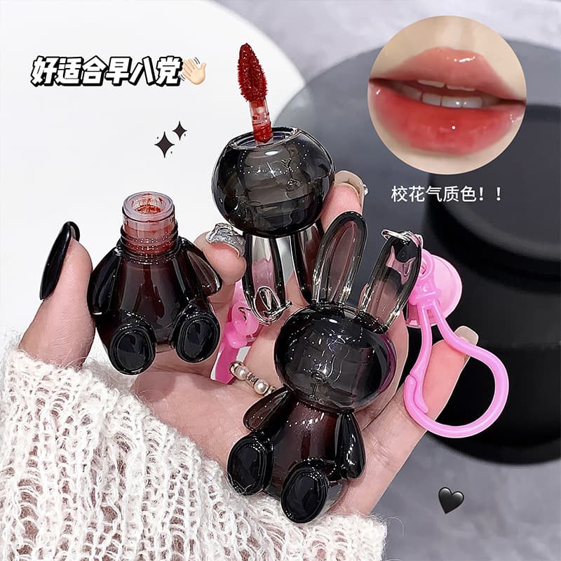 Gege Bear Black Rabbit Water Glossy Lip Glaze Student Party Affordable Lip Gloss Tomato Whitening Mirror Lipstick Makeup
