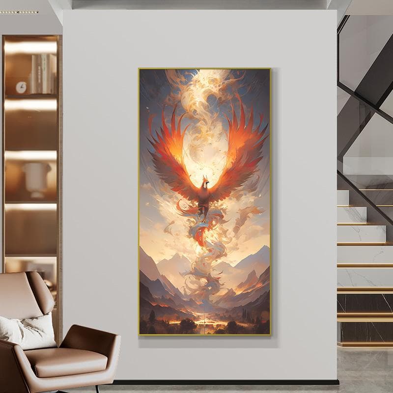 Modern minimalist entryway decorative painting, living room, dining room, bedroom, sofa background wall phoenix mural 80160