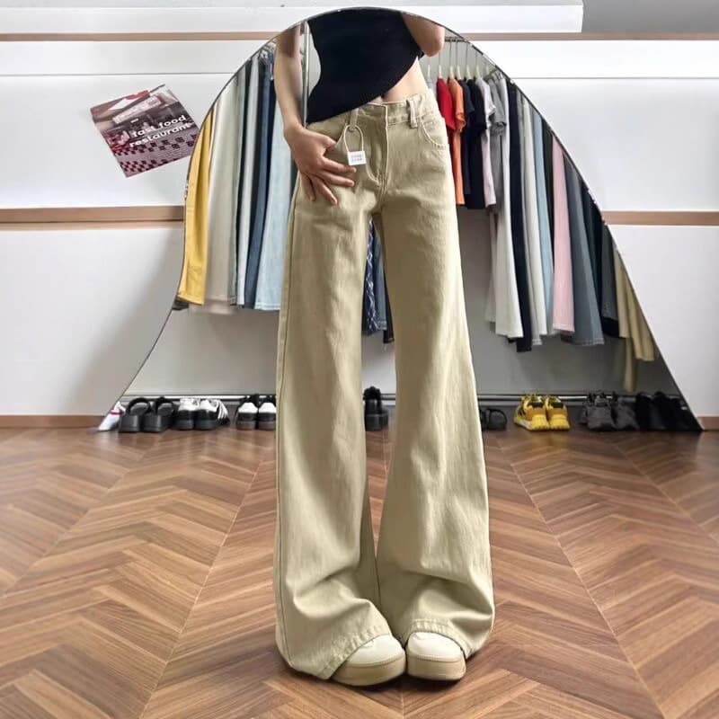 Wide-leg Denim Pants for Women, Autumn Plus Size Petite High Waist Tummy Control Thigh Hiding Long Pants, Quality Women's Wear