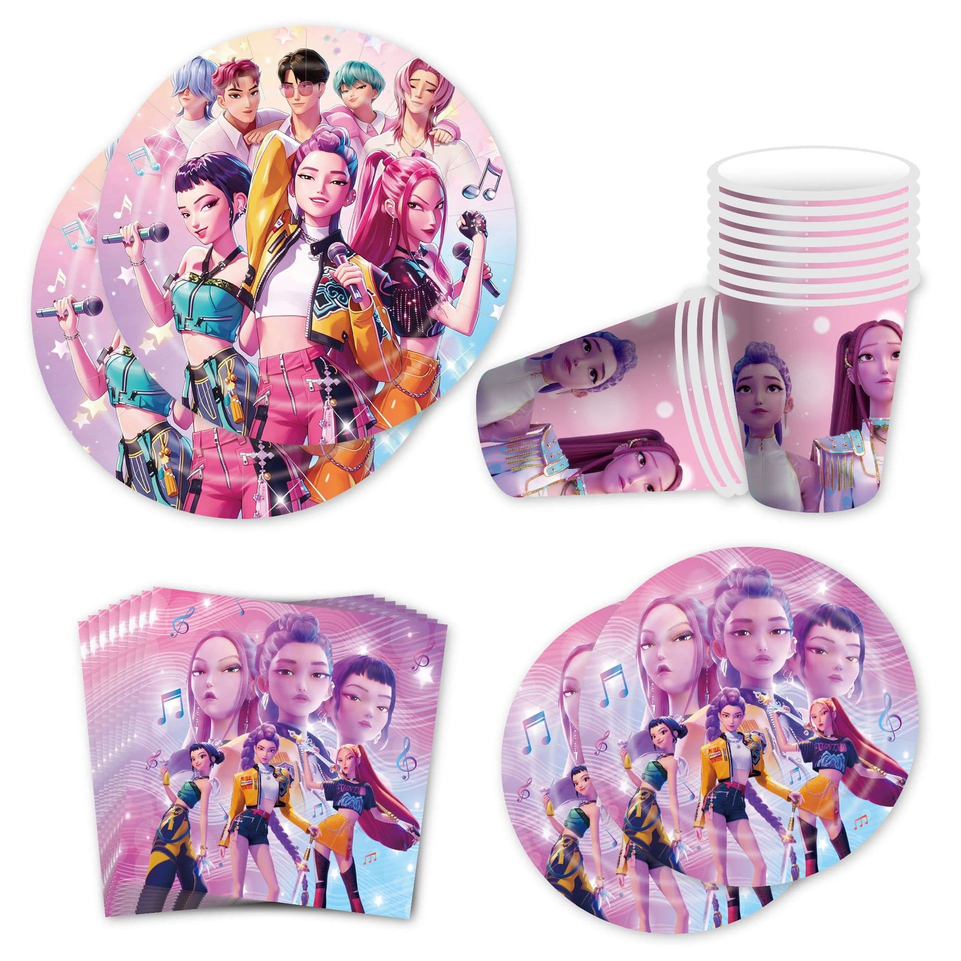 Purple pink new product Witch Hunters theme girls party tableware set paper plate paper towel tablecloth insert row banner set