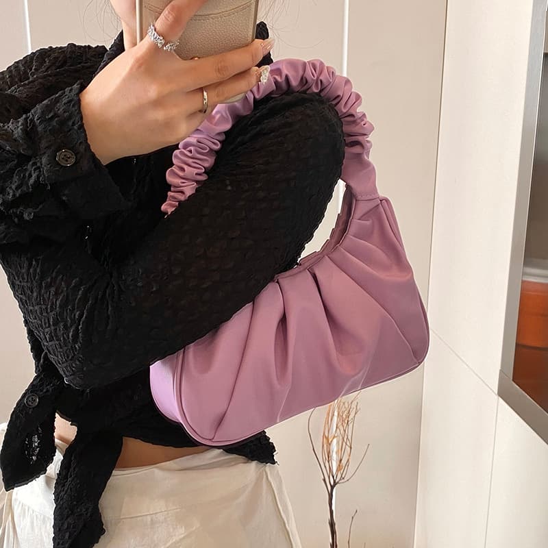 Spring niche cloud bag women's bag 2025 summer new casual pleated handbag popular single shoulder armpit bag
