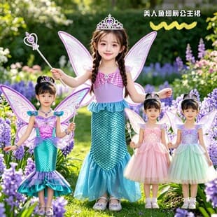 Kindergarten Middle Big Girl Mermaid New Birthday Dance Dress Girl Princess Dress Fashionable Performance Costume
