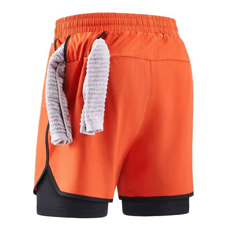 Cross-border fake two-piece sports three-point pants, anti-exposure double-layer running shorts for men and women, outdoor fitness shorts