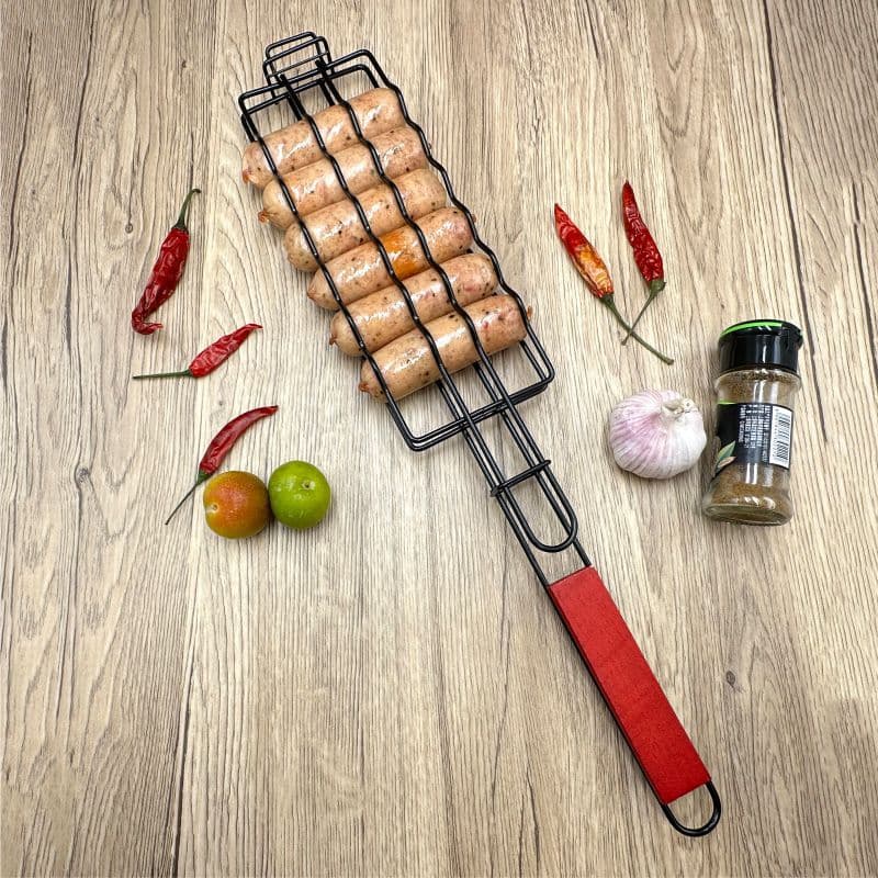 Wholesale Iron Multi-Function BBQ Tool Ham Sausage Grill Net Clip Outdoor Camping Heat-Resistant Tongs