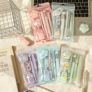 Gradient Color Stationery Set for Middle and High School Students Stationery Combo Souvenir Small Gift High-Aesthetic Seven-Piece Stationery Set