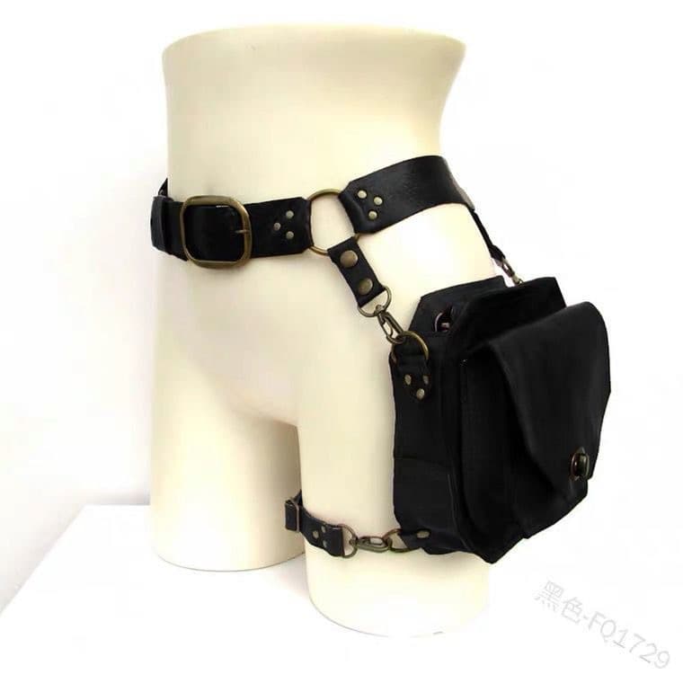 Vintage PU Small Square Bag Women's Crossbody Leg Bag Waist Bag Motorcycle Side Bag Medieval Knight Personality Prop