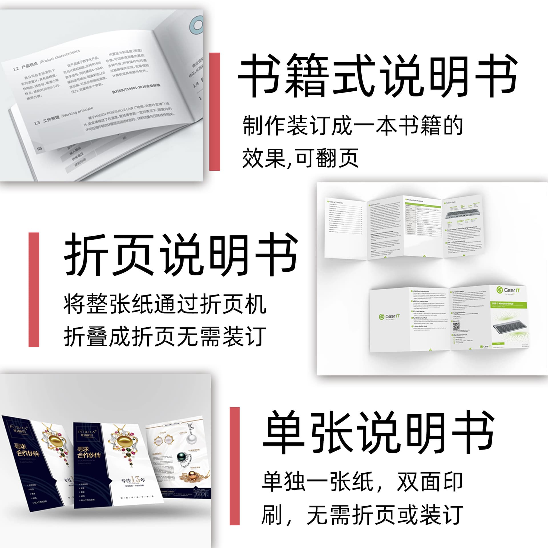 Shipping from Guangdong Shenzhen - Electronic/medical product manuals, black and white promotional folding single-page printing, manual customization