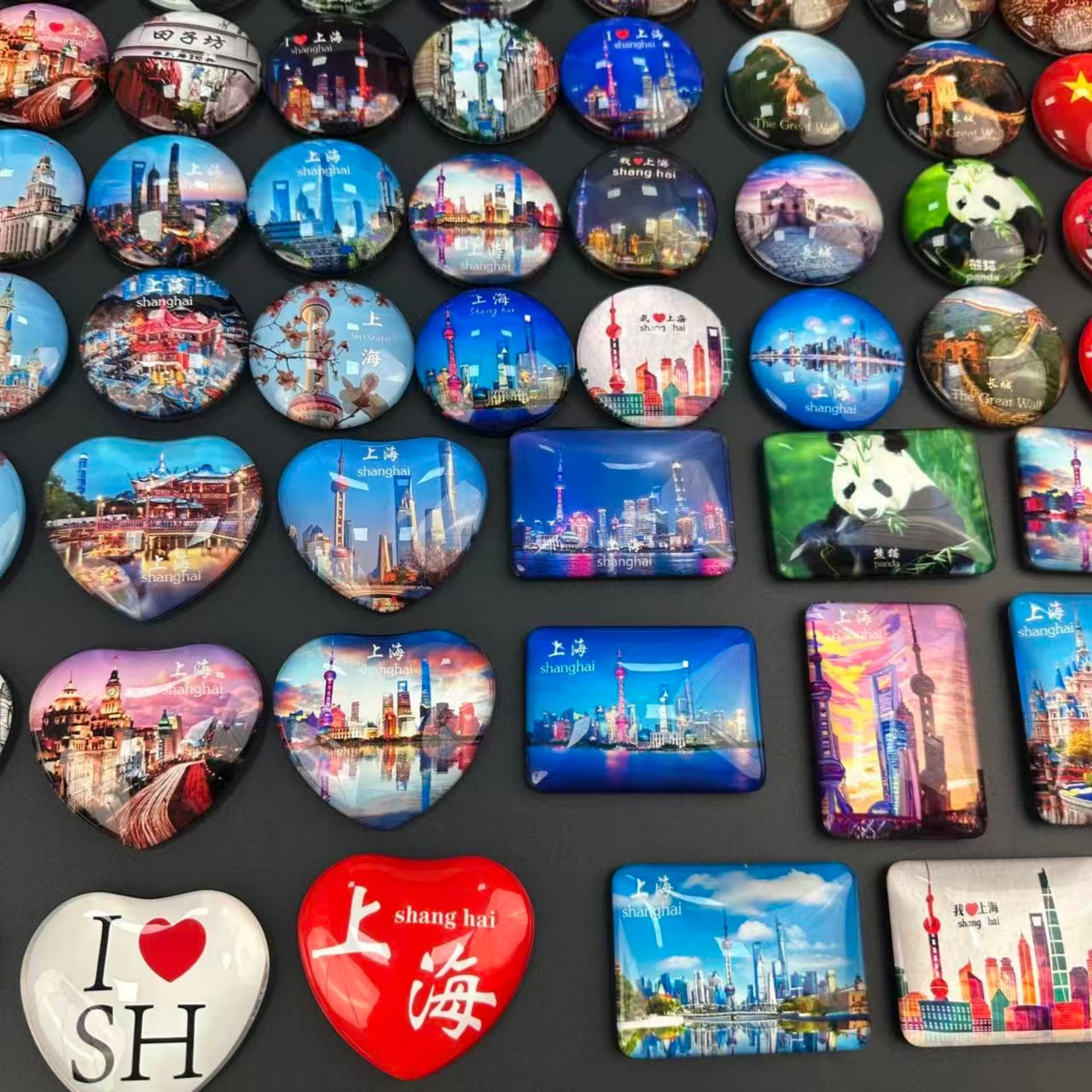Shanghai Souvenir Fashion Crystal Glass Fridge Magnet Magnetic Oriental Pearl Bund City God Temple
