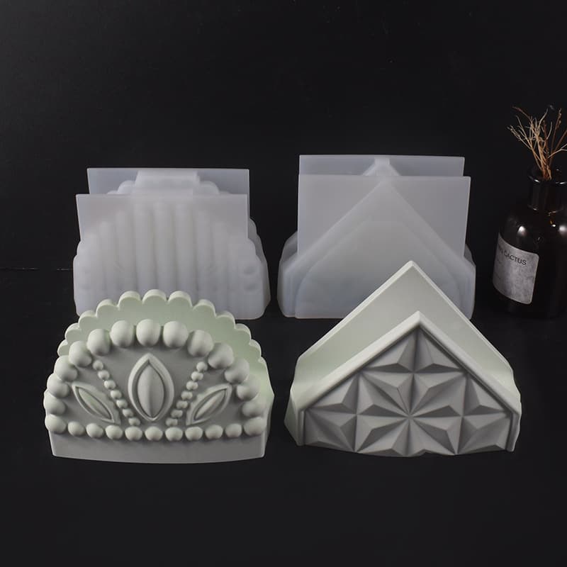 European Style Relief Tissue Box Mold Triangular Semicircular Tissue Storage Box Business Card Photo Holder Silicone Mold