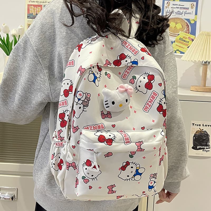 Kuromi Backpack Japanese Simple Middle School Student Bag Women Large Capacity Laptop Bag Cartoon Print Backpack Cross-border
