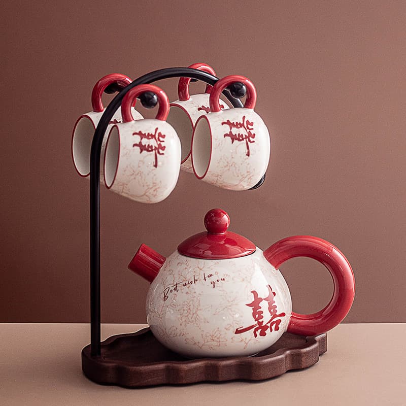Retro Afternoon Tea Herbal Tea Set Teapot Teacup Wedding Ceramic Cup Home Hospitality Set Gift
