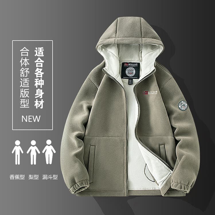 Cross-border Fleece Jacket for Men and Women with Hood, TikTok Live Stream Hot Style Embroidered 9817, Exported to Norway