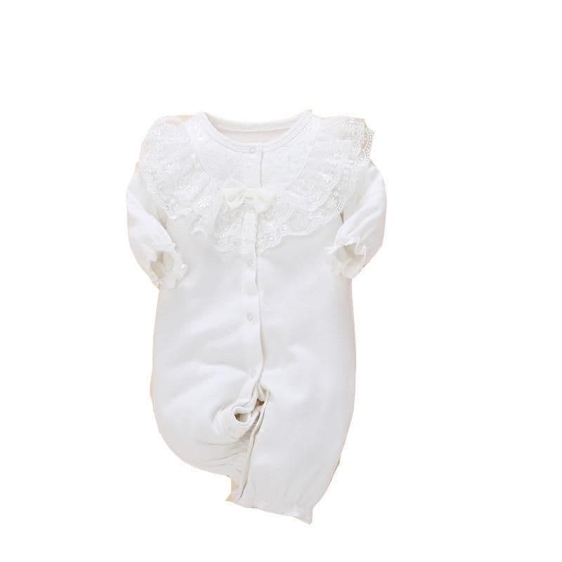 Newborn Baby Girl Romper White Spring Autumn Full Moon Photo Short Lace Princess Outfit