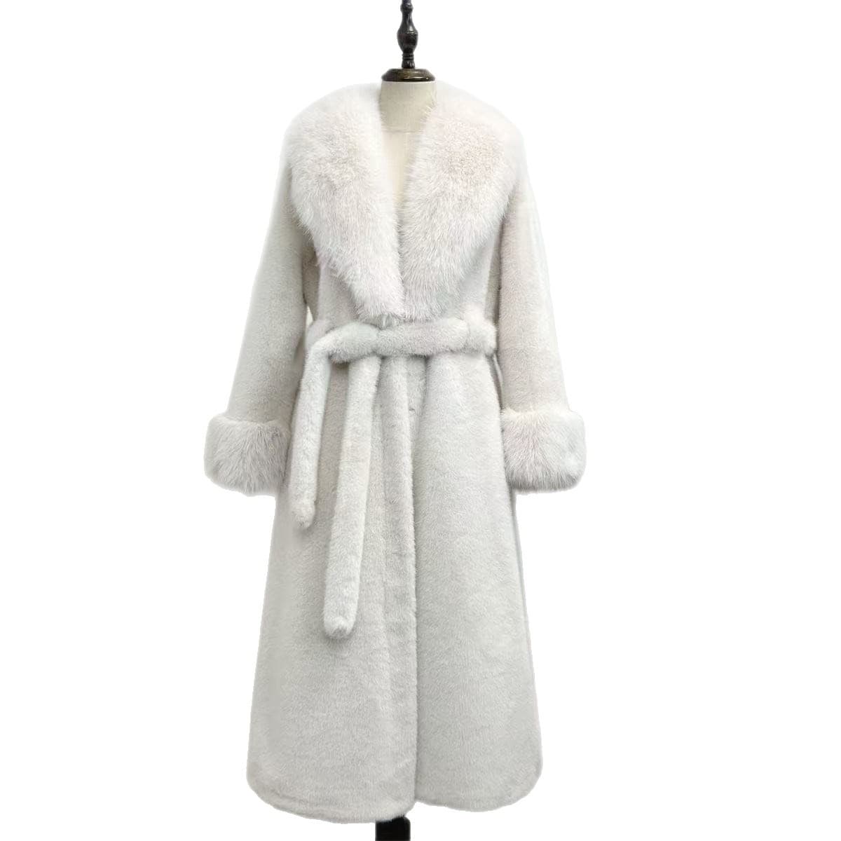 2025 New Long Slim Coat with Large Fur Collar Eco-Friendly Faux Mink and Fox Fur Velvet High Fashion Edition
