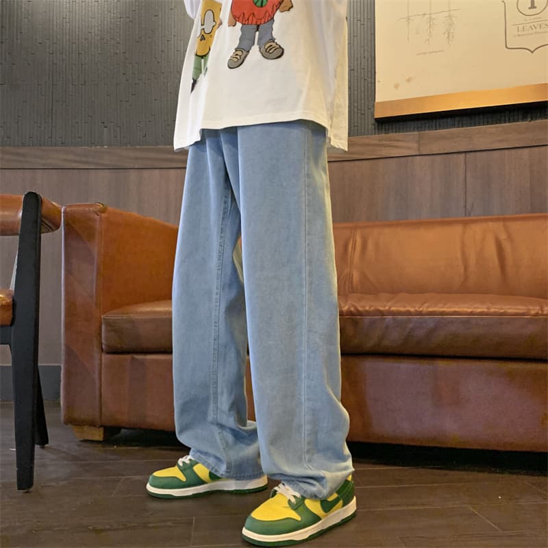 Jeans men's ins trendy brand retro loose straight-leg Korean style high street hip-hop pants drop-feeling wide-leg trousers on behalf of