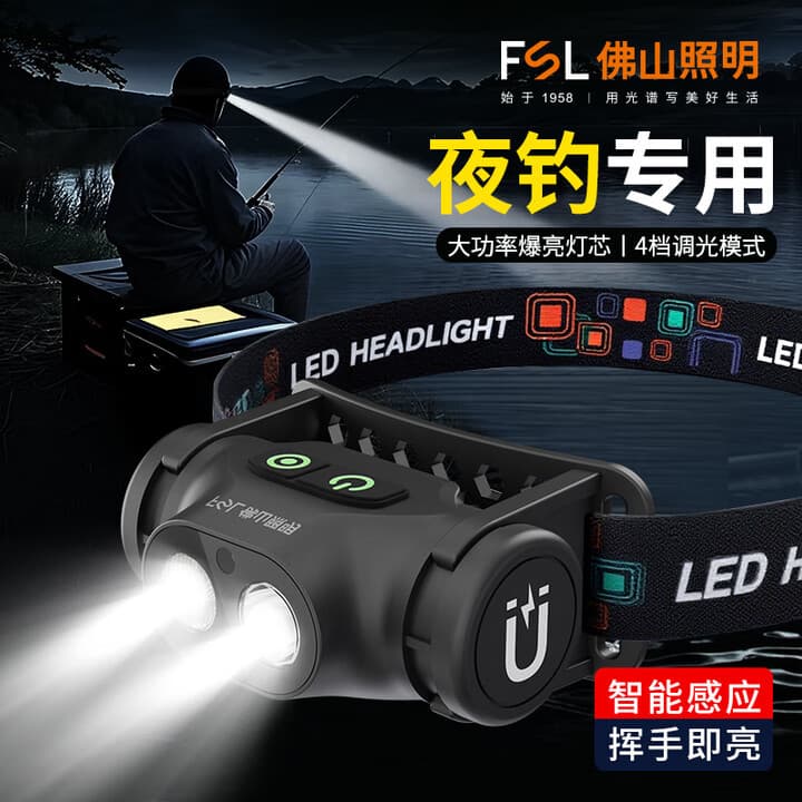 FSL Foshan lighting headlamp with long battery life charging outdoor night fishing induction waterproof head-mounted lighting led lamp