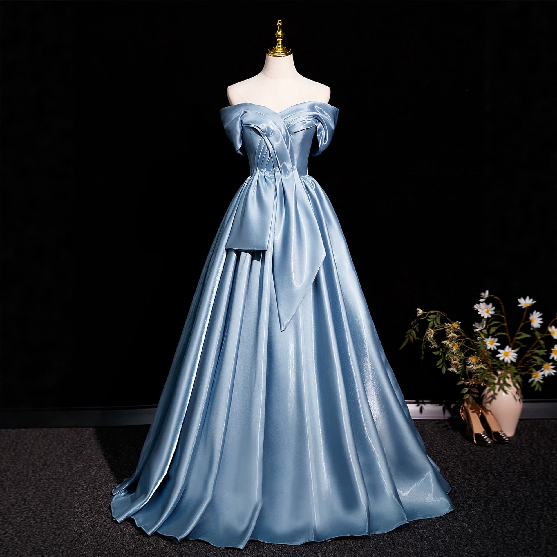 Evening Dress Blue 18-Year-Old Adult Ceremony Exam Graduation Party Host Banquet Birthday Party Princess Dress