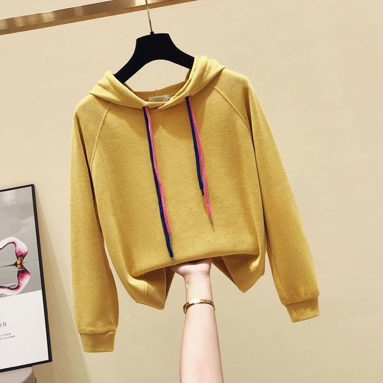 Fleece-Lined Thick Hooded Women's Hoodie, Autumn/Winter New Korean Version Loose Solid Color Long Sleeve Top Jacket Trendy