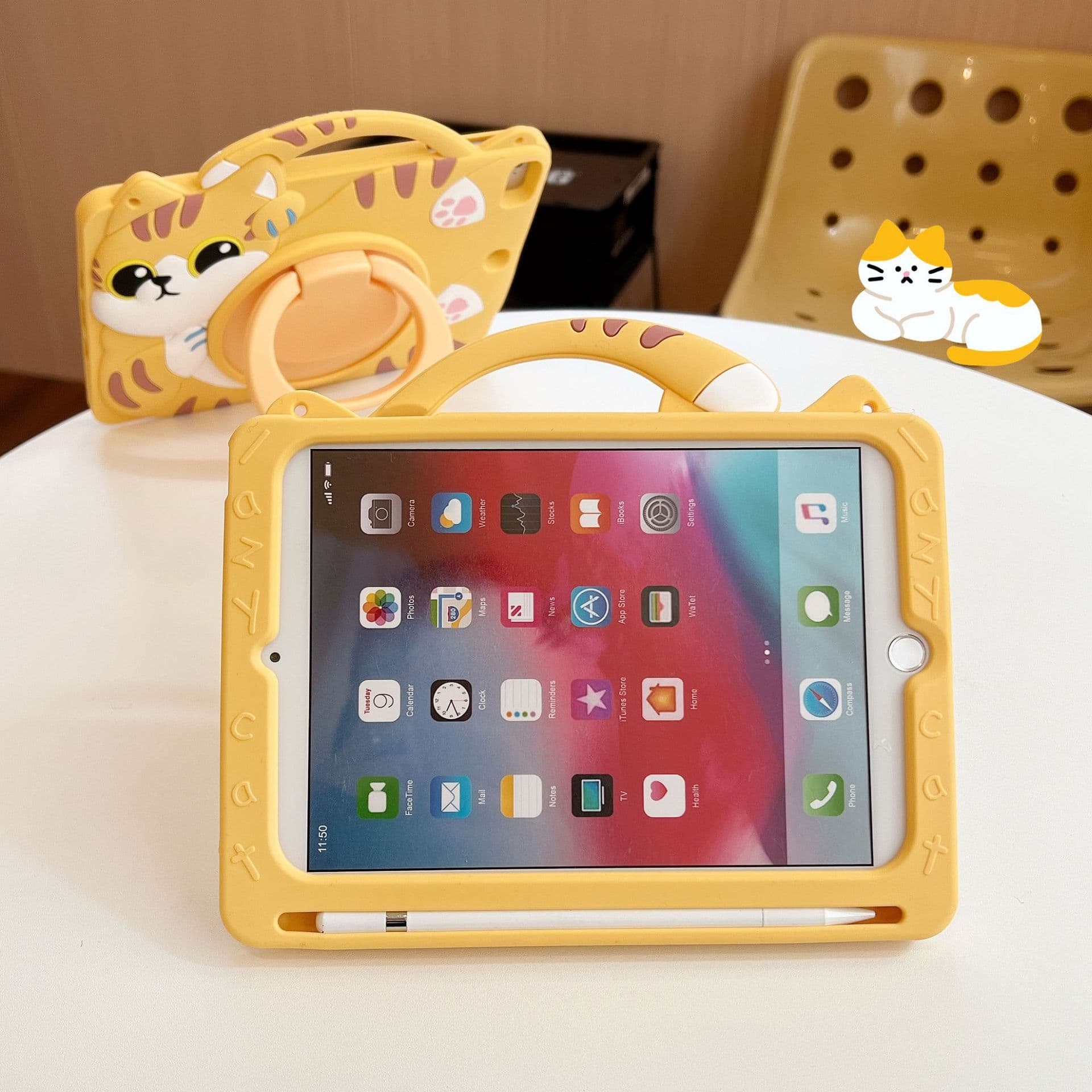 Cross-border Orange Cat iPad 10.2 Tablet Case Mini 8 Compatible with Apple Air/Pro 11-inch Silicone Case - Custom Wholesale