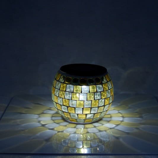 Solar-powered mosaic outdoor patio light, LED waterproof creative decorative eco-friendly home garden landscape light, festival light.