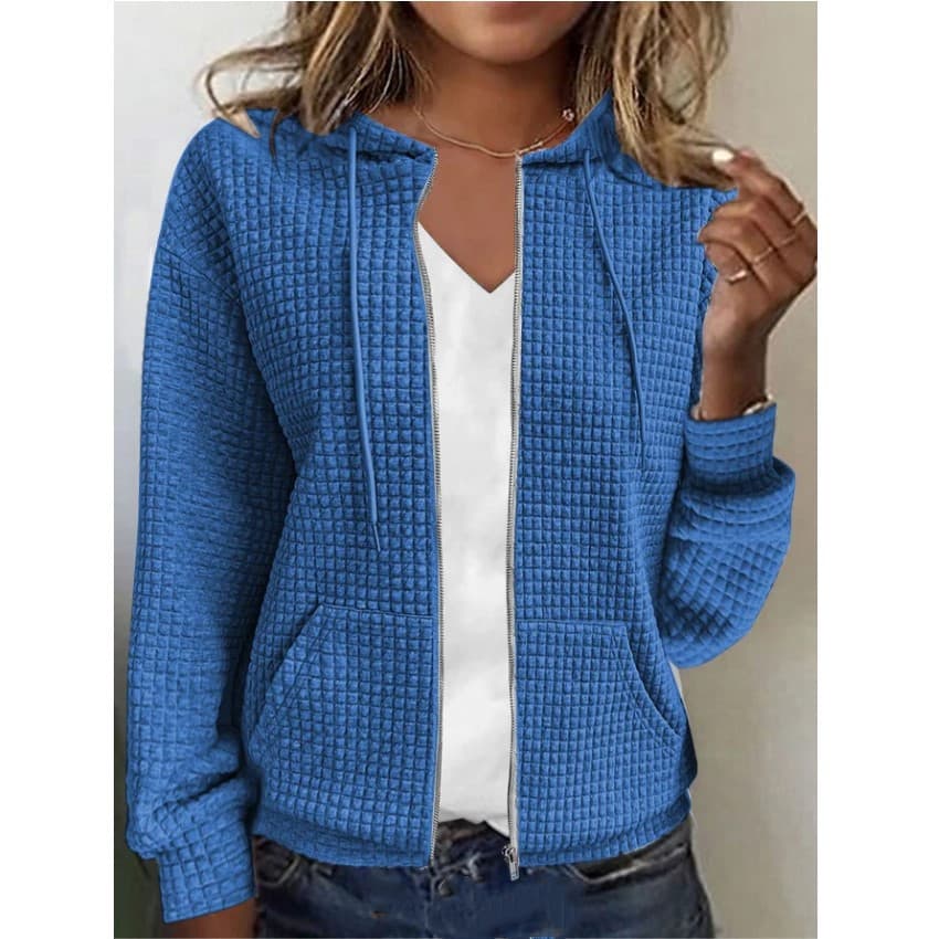 2023 European and American Cross-Border Women's Clothing Amazon Independent Station Aliexpress Zipper Hooded Cardigan Long-Sleeved Sweatshirt Jacket