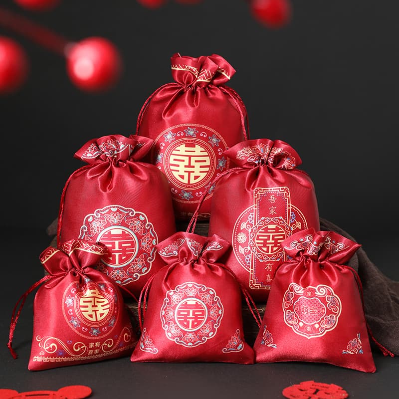Wedding Candy Wedding Special High-end Cloth Bag Wedding Wedding Box Melon Seed Peanut Candy Bag Free of Folding