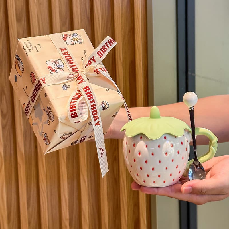 Cute Strawberry Cup Gift Box Premium Birthday Gift for Men and Women High-Appearance Coffee Cup Practical Party Favor