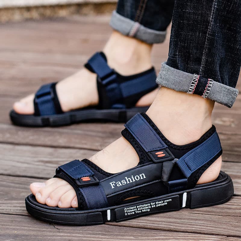 Men's Sandals Anti-Slip Deodorant Driving Shoes Summer Breathable Magic Tape Casual Sports Versatile Fashionable Wear-Resistant