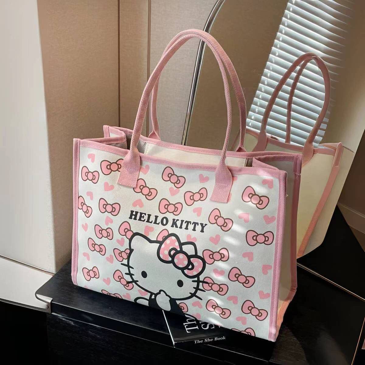 Cross-Border Versatile Tote Bag, Commuter Bag, Student Cartoon Study Bag, Large-Capacity Supermarket Shopping Tote Canvas Bag