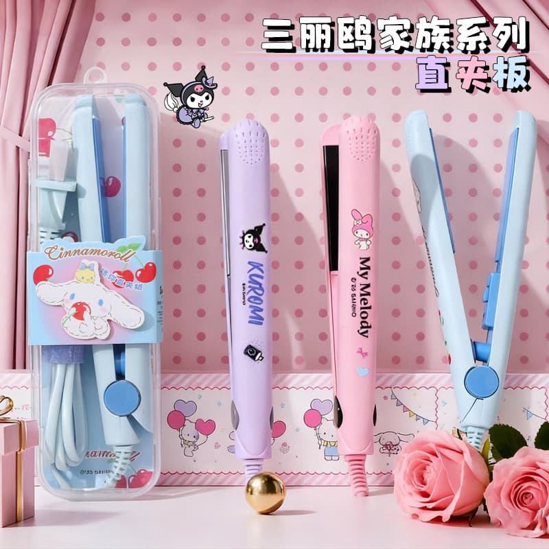 Sanrio Licensed National Standard Mini Flat Iron Low Power Hair Straightener for Bangs Volumizing Non-Damaging Student Women