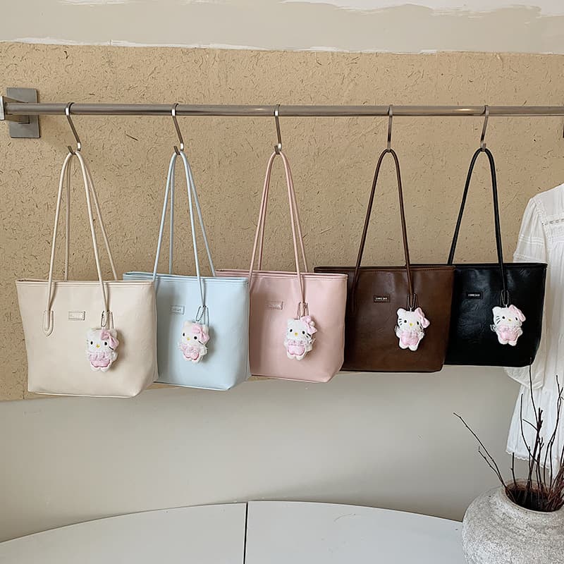 Simple solid color women's tote bag, large capacity, versatile shoulder bag, armpit bag, lightweight handbag, commuter bag, trendy