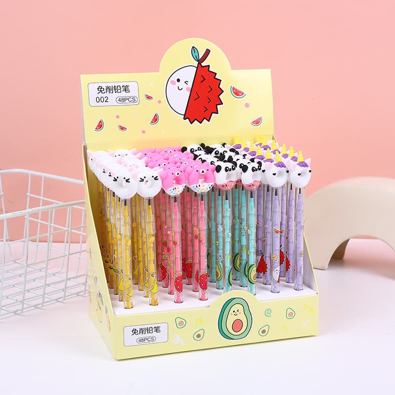 Children's bullet pencils, creative cartoon activity pencils, cute elementary school student prizes, no-sharpening pencils