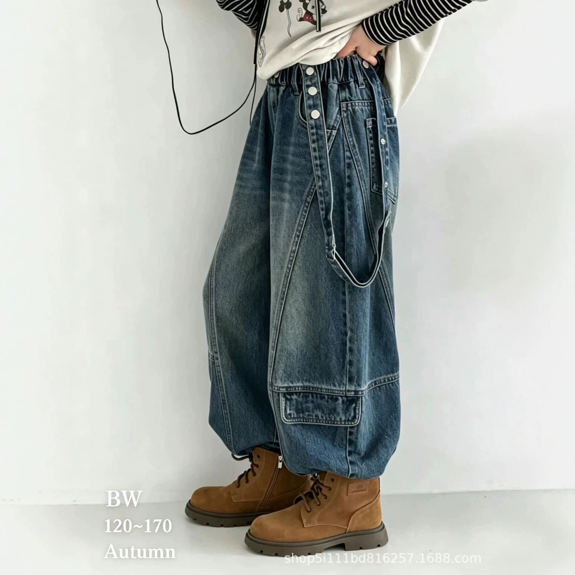 Lipei Kids Girls Denim Overalls Fashion Jeans Sizes 120-170 (Size 26) Autumn Style BW