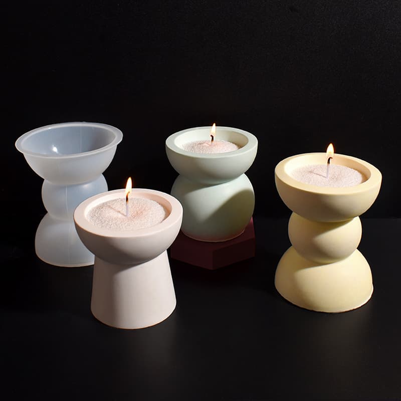 European simple semicircle aromatherapy candle cup DIY geometric semicircle candlestick plaster storage cup flowerpot silicone mold
