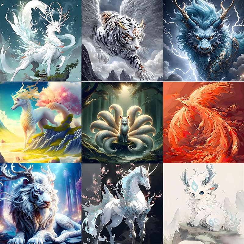 20*20 DIY Digital Oil Painting by Numbers, Shan Hai Jing Decorative Painting for Bedroom and Living Room, Wholesale Hand-Painted by Numbers