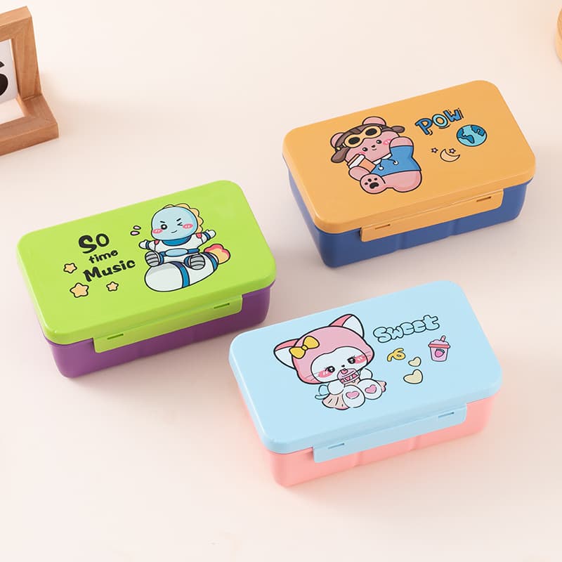 Cartoon lunch box, student separated lunch box, microwaveable plastic fruit box, office worker fat-reducing lunch box, double layer