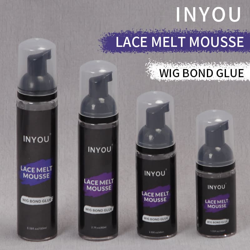 INYOU Lace Melt Mousse Hair Extension Glue Styling Foam Lace Wig Cap Specialized Hairdressing Mousse Adhesive 40ML 60ML 80ML 100ML