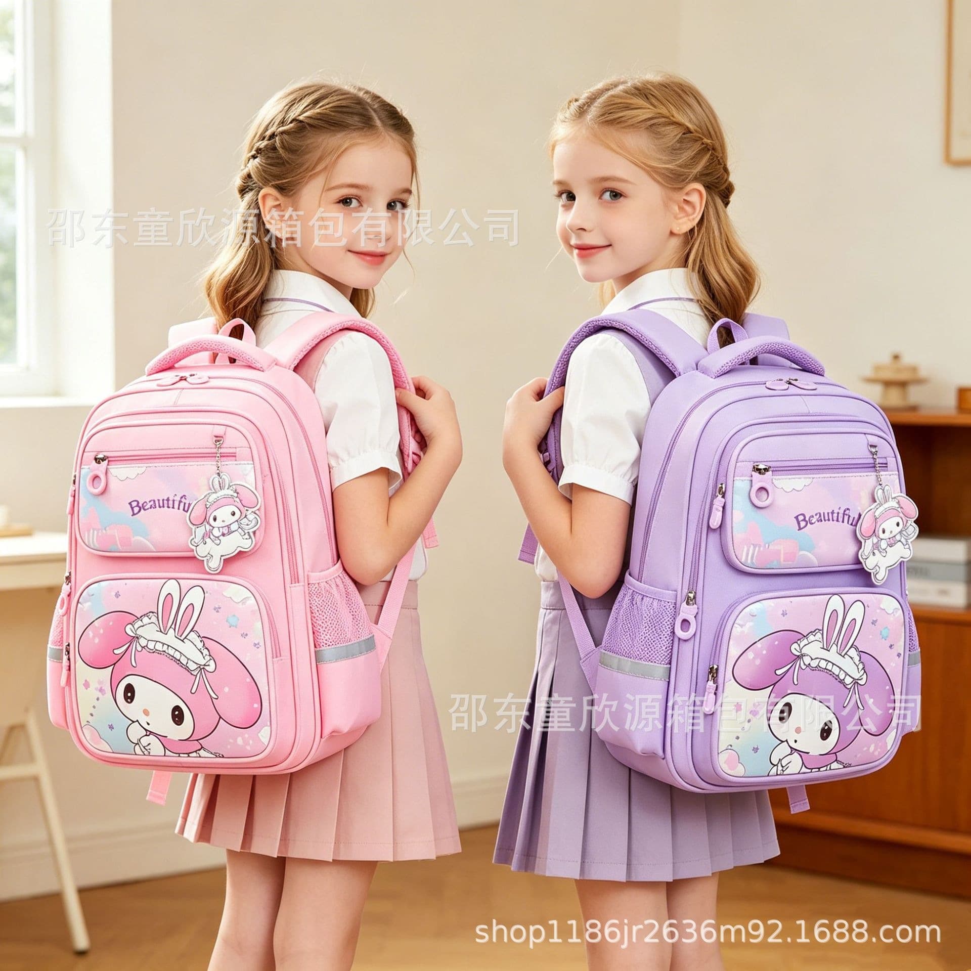 Cross-border School Bag Elementary School Backpack New Style Grades 1-3-6 Kuromi Cartoon Pattern Kids Backpack