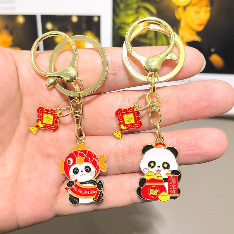 New Year Chengdu Panda Phone Keychain Pendant Headphone U Disk Red Keychain Pendant Panda Souvenir
