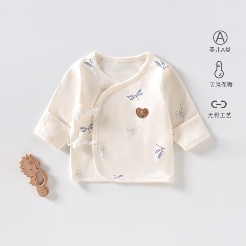 Newborn baby half-back blouse, Class A, boneless pure cotton, all seasons, size 52, autumn and winter monk-style baby top.