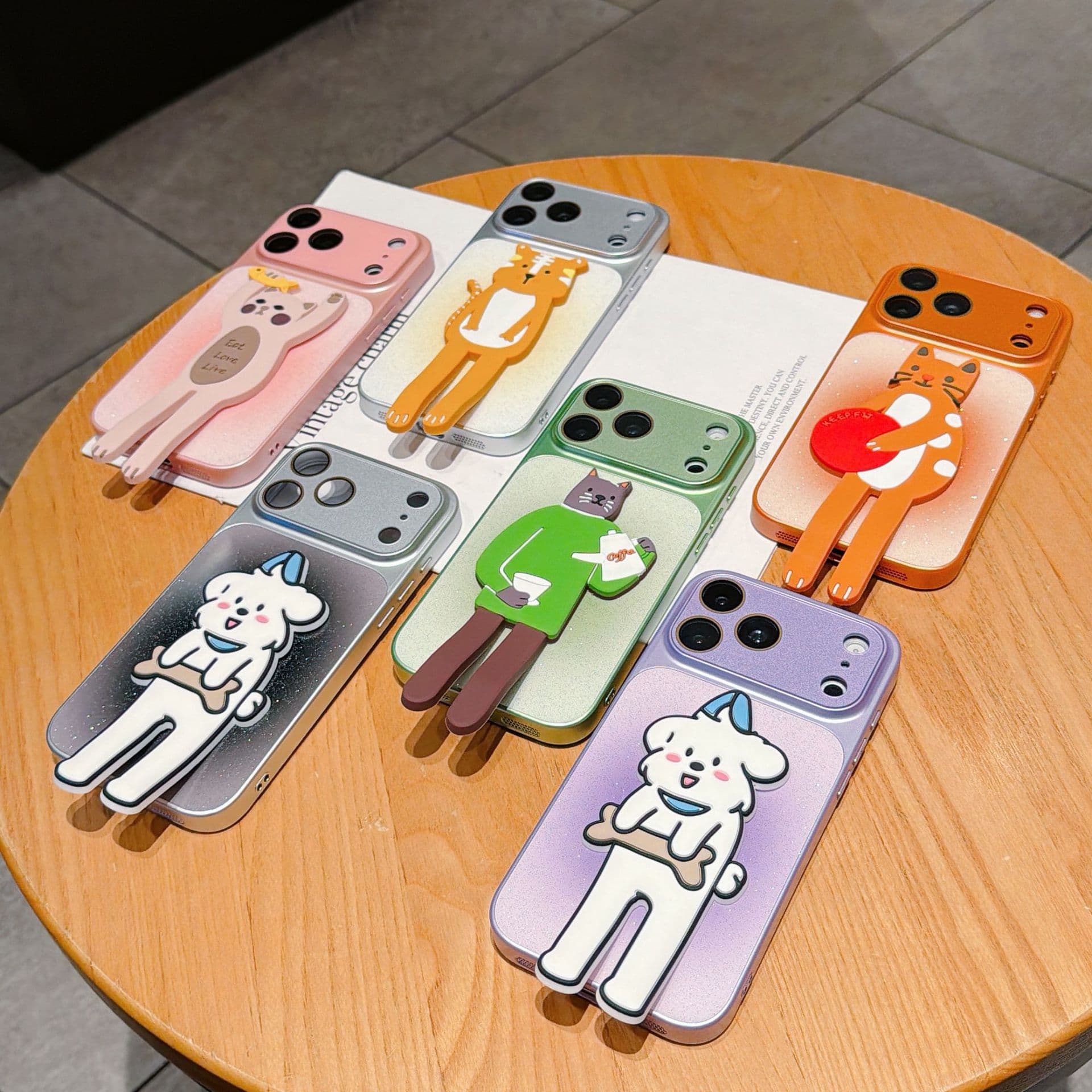 Cartoon 3D Stand Compatible with iPhone 17 Pro Max Case, Instant Glitter Fun iPhone 16 Protective Cover