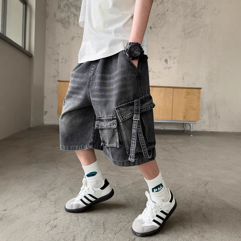 Boys' Denim Shorts Summer 2026 New Style, Mid-Large Kids Summer Pants, Boys' Summer Five-Point Shorts Trendy
