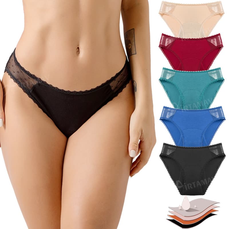 Women's Washable Leak-Proof Period Panties with Lace, Four-Layer Absorption Protection, Cross-Border European and American Style