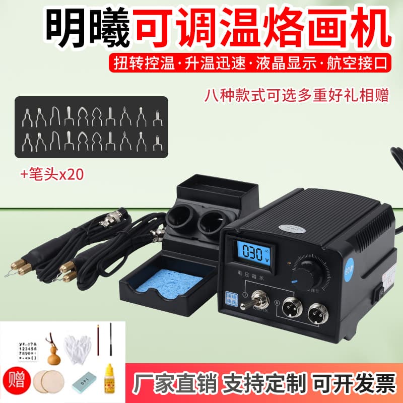 Mingxi Pyrography Machine Adjustable Temperature Pyrography Tool Gourd Wood Board Burning Art Machine Pyrography Pen Electric Soldering Iron