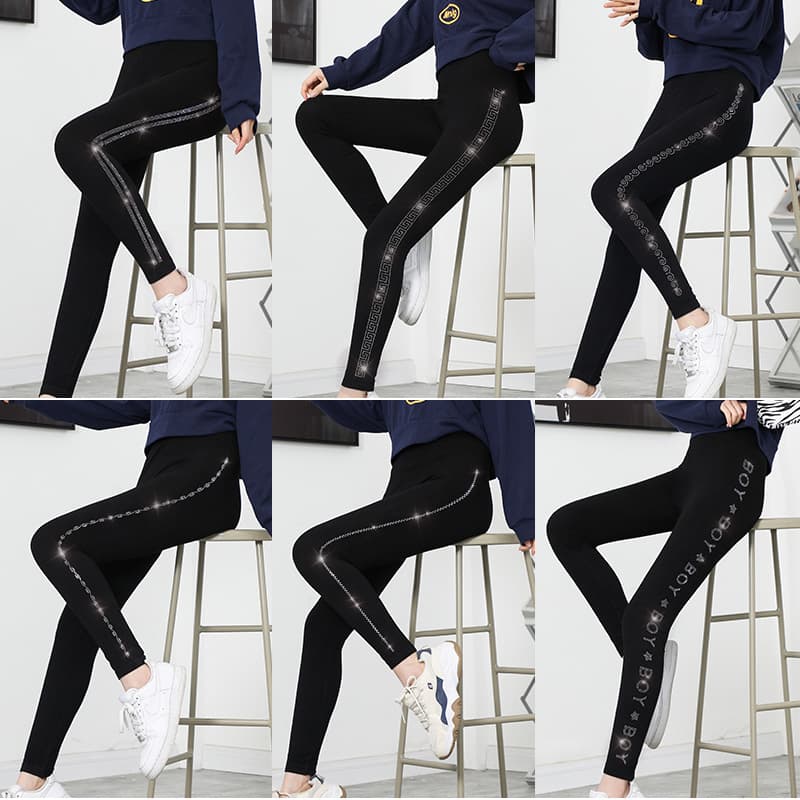 New Modal Autumn/Winter Leggings for Women, Outer Wear, Slimming Rhinestone Butt-Lifting Yoga Pants Wholesale