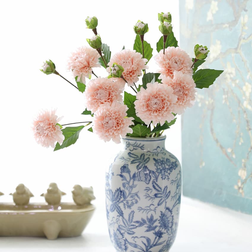 Simulated flower 2-head Melaleuca dahlia home decoration wedding flower arrangement feel floral high-end home floral accessories